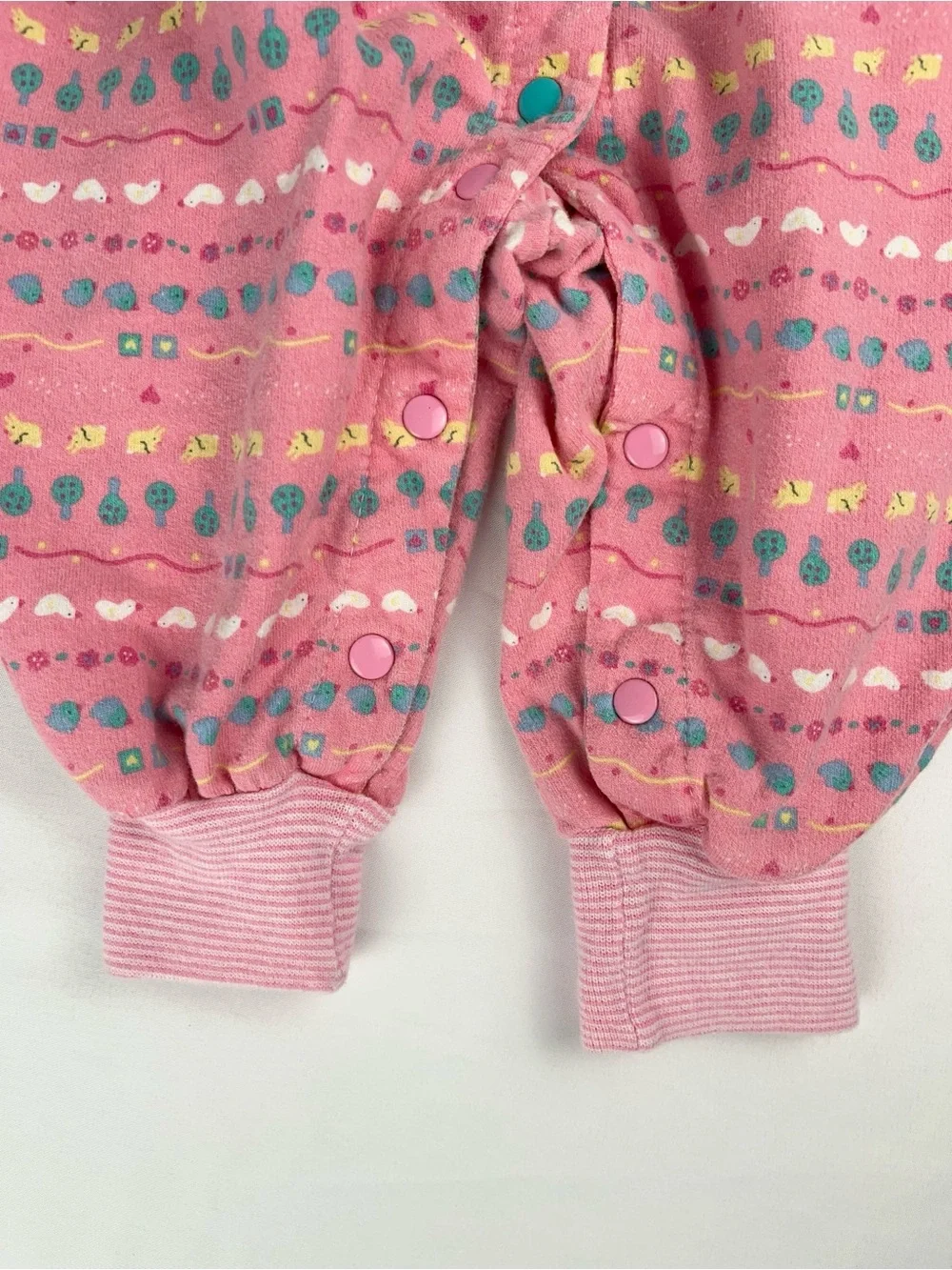 Gymboree 1990s Rainbow Tag Pink Floral Farm Animals Vintage Romper Newborn